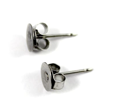 8mm Ear Stud Posts & Backs Surgical Steel